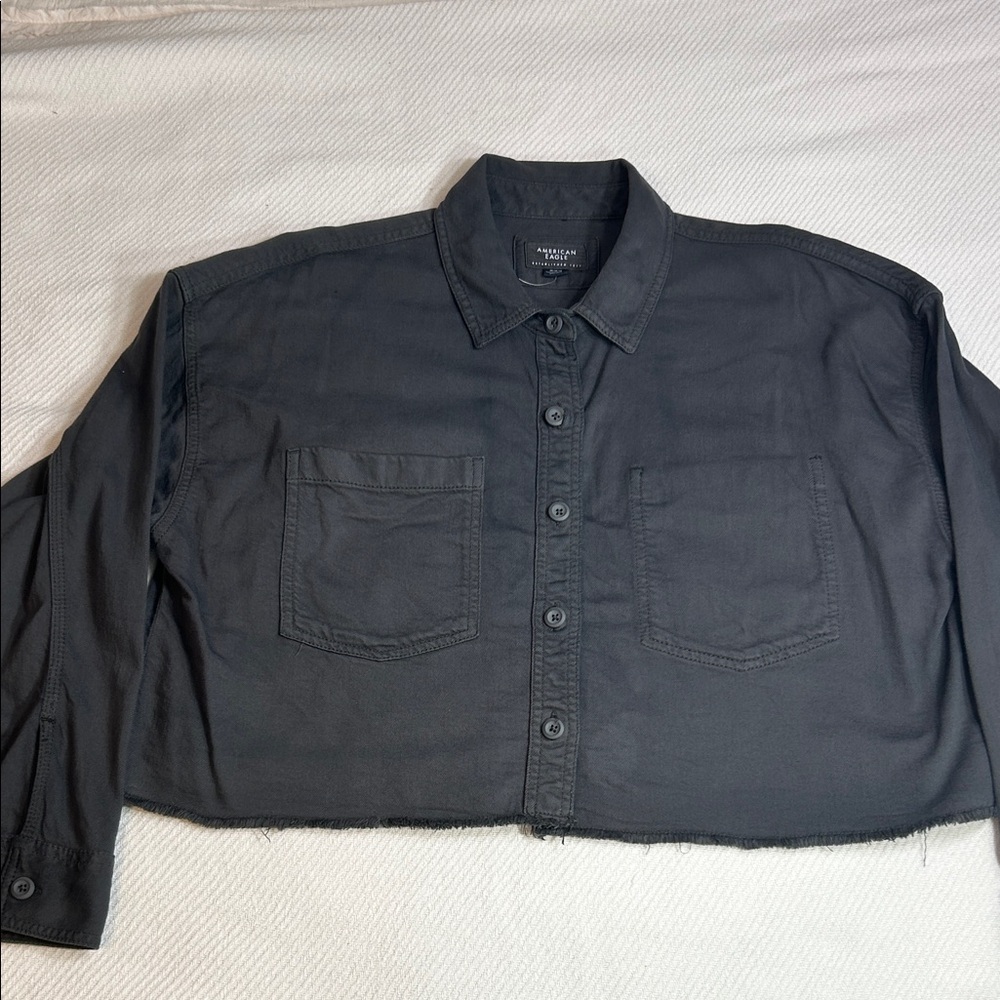 Gray Cropped Shacket
